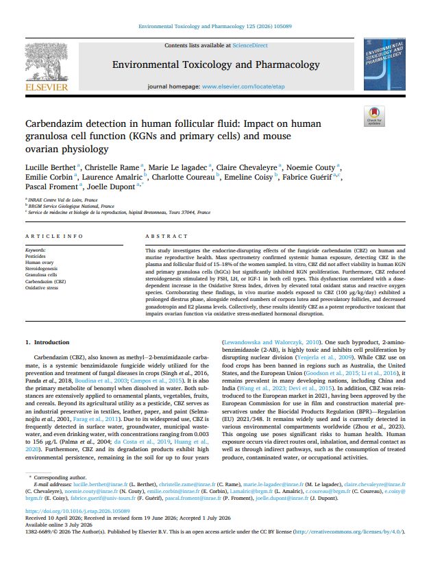 Berthet et al. Env Toxicol and Pharmacol. 2026